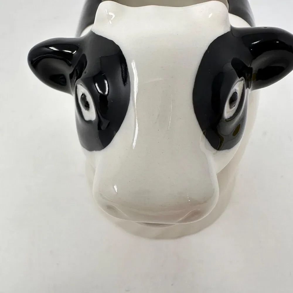 Vtg Himark County Fare Cow Creamer Ceramic Pitcher Japan Black White 7.5